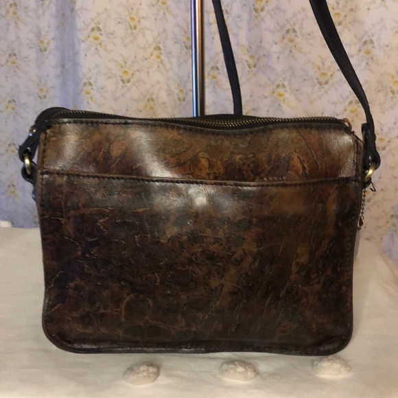 PATRICIA NASH 10th Anniversary dark brown stone design print leather crossbody. - Picture 7 of 16